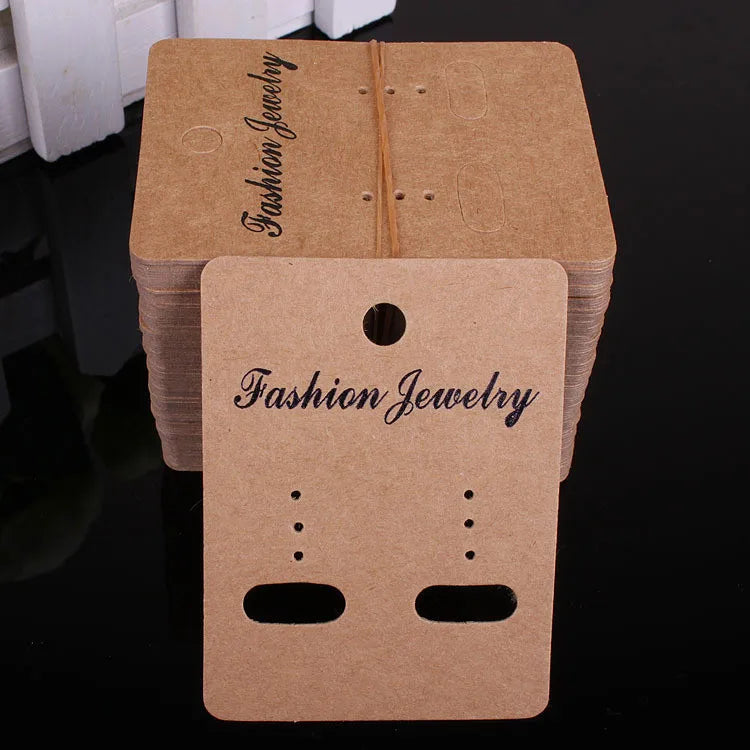 Kraft Brown Paper Display Card for Earrings Jewelry Stud Dangle Drop Earring Packing Holder Cards Custom logo Moq Is 1000pcs
