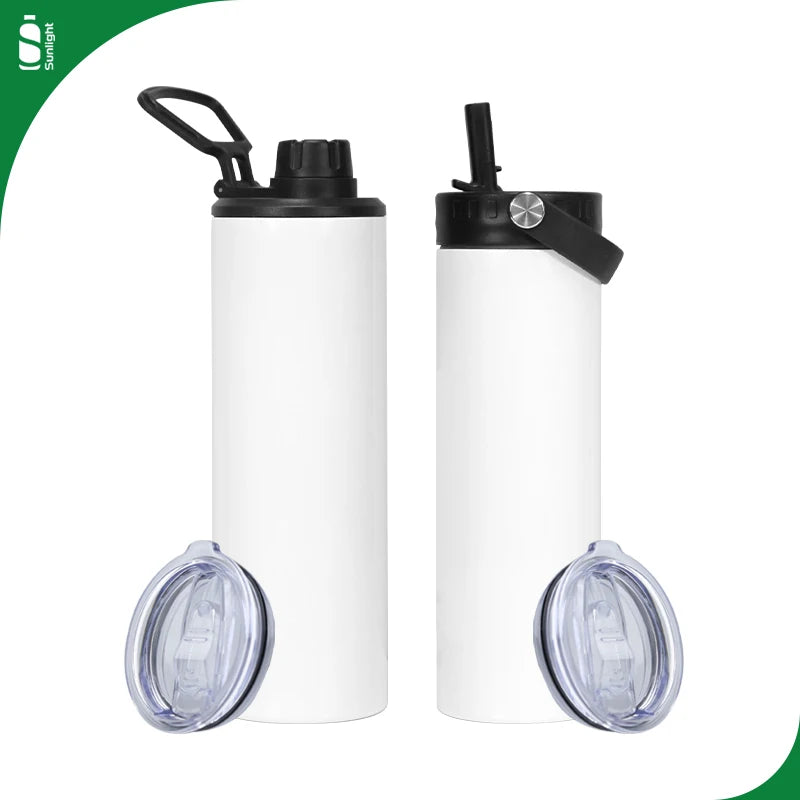 Sublimation Water Bottle 20 oz Double Wall Stainless Steel Straight Sublimation Blanks 20oz Tumbler With Straw Wholesale Bulk