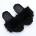 Hot Selling Luxury Fleece Cute  Sole Eco Friendly Faux Raccoon Fur Indoor Platform Sandals Slippers