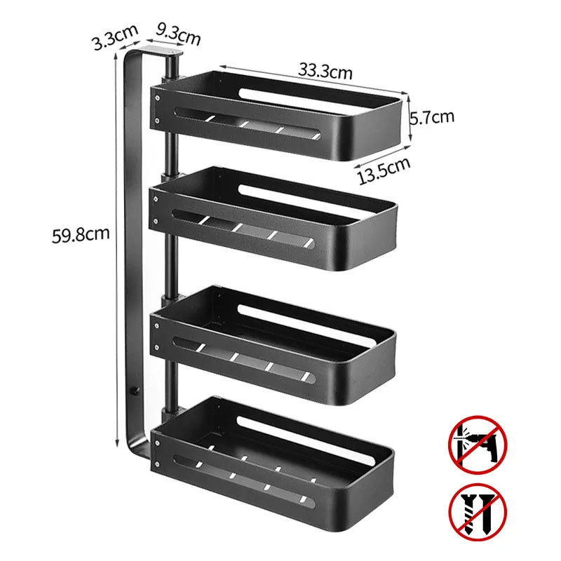 Newest Bathroom Multilayer Rotating Kitchen Shelf Carbon Steel Shelf Storage Racks