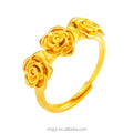 Korean Fashion Three Roses Ring Female Brass Gold-Plated Simple Ring Factory Direct Sales