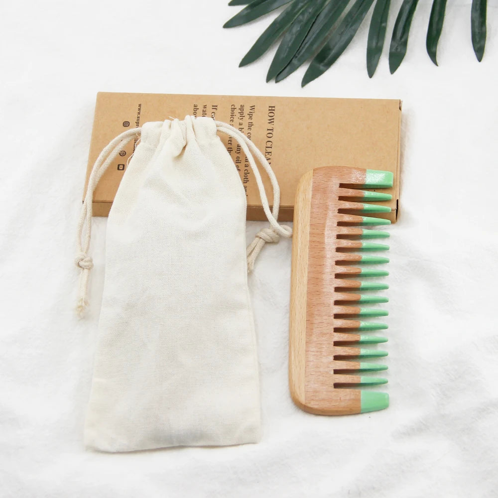 Eco Friendly Biodegradable Customized Wooden Bamboo Massage Combs With Logo Beard Brush Bamboo Wide Tooth Comb