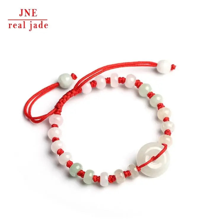 Jade Bracelet Natural a Cargo Jade Waxy Safety Buckle Bracelet Men's and Women's Woven Wholesale