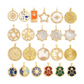 Compass Shining Sun Moon Star Shell Charm Pendant18K Plated Gold Inlaid Cubic Zirconia Jewelry Necklace Bracelet Supplies S45