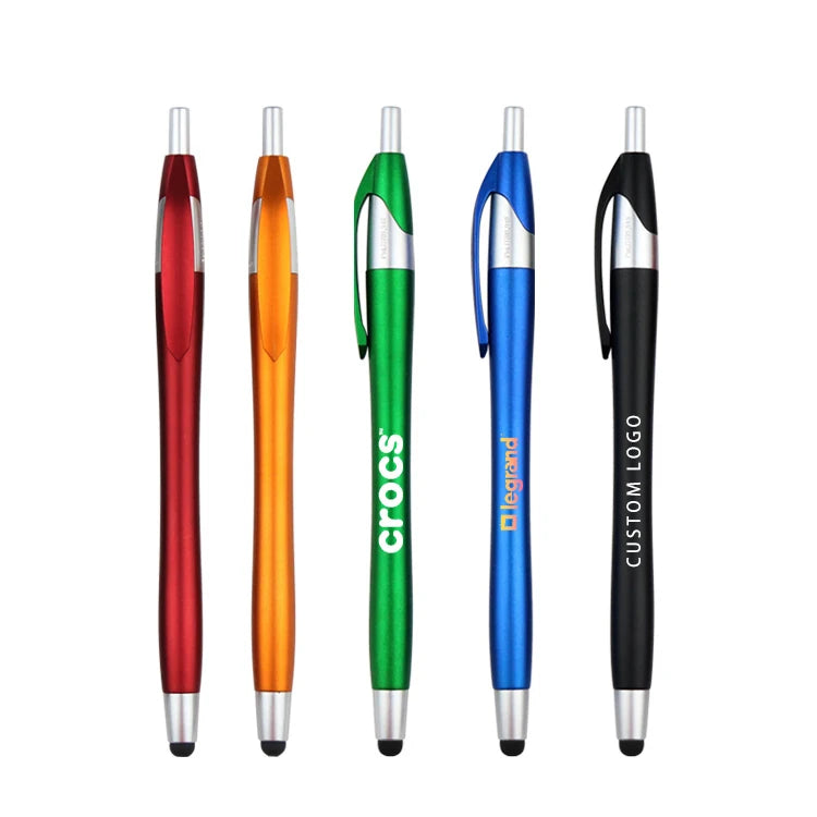 Custom Logo 1.0mm Black Ink Ballpoint Pen Easy-to-Use Multifunction Touchscreen Orange Sports Body Multifunction Plastic Gift