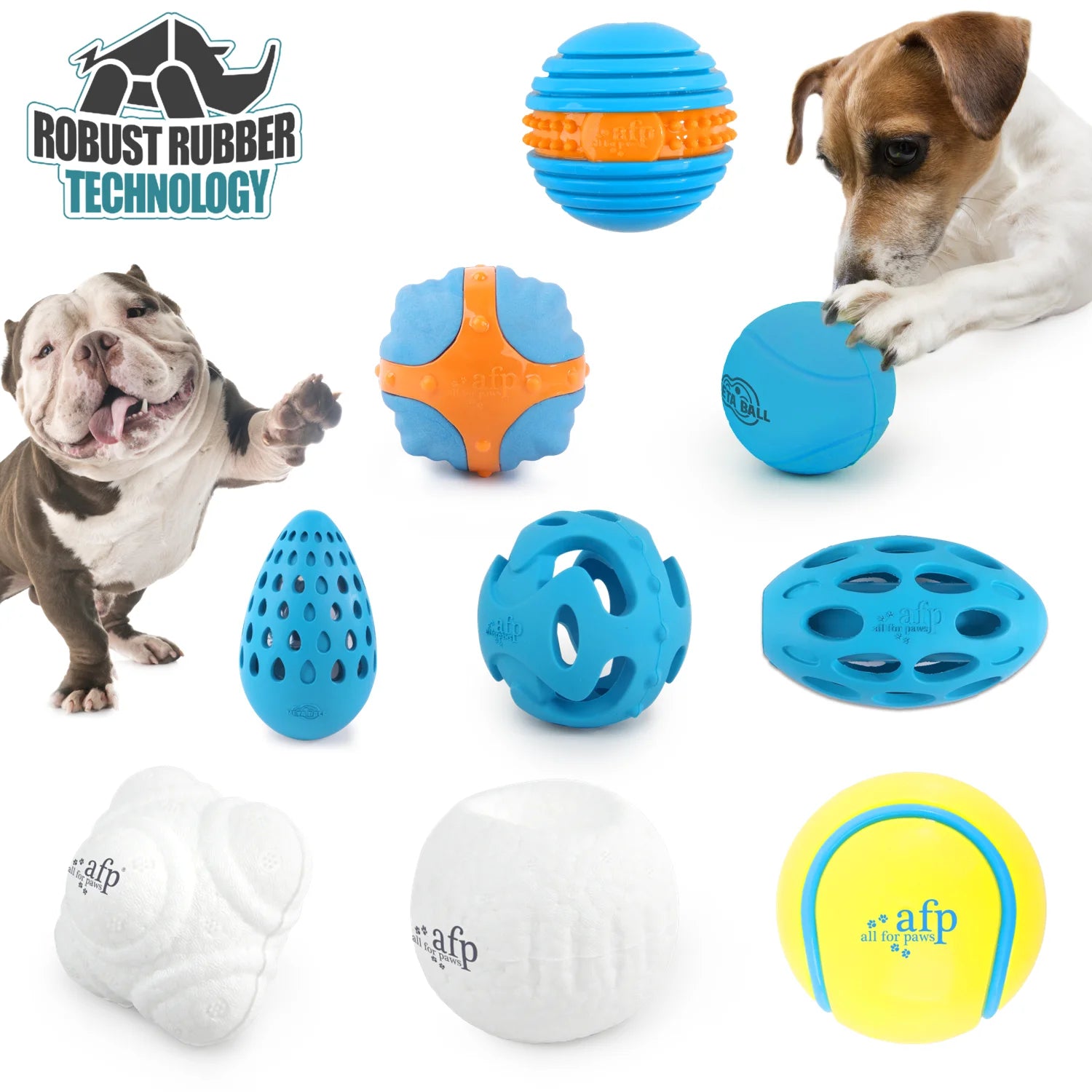 AFP Wholesale Durable High Bounce Dog Rubber TPR Chew Ball Toy Pet Interactive Squeaky Hollow Fetch Ball for Dog Teeth Cleaning