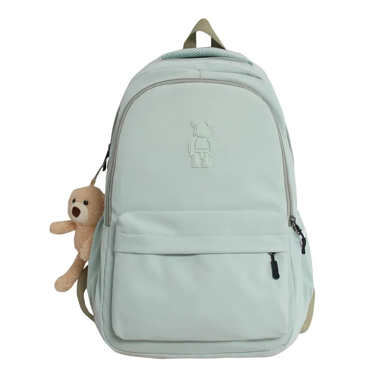 2024 Summer New Shoulder Bag Korean Girls Backpack Solid Color Large Capacity Student Schoolbag