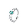 Wholesale Fashion 925 Sterling Silver Blue Green Paraiba Ring Exquisite Jewelry Rhodium Plating Hollow Circle Halo Wedding Ring