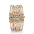 Popular Diamond-inlaid Rectangular Watch Bangle Black Bracelet Watches Rose Gold Steel Fashion Leather Women Wholesale