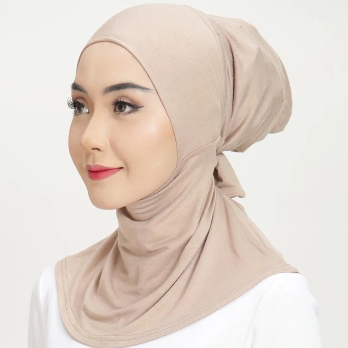 Women's Solid Color Polyester Muslim Headscarf Cap All-Season Hijab and Shawl