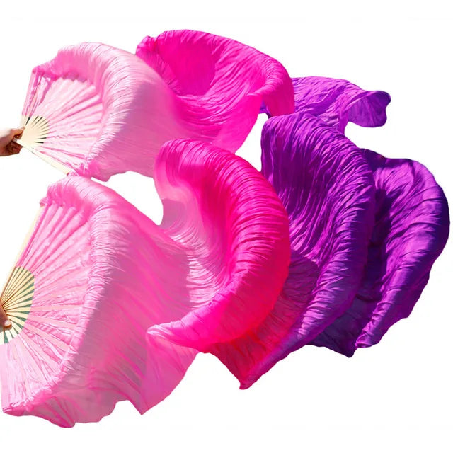 Silk Fans Bamboo Ribs Natural Silk Stage Performance Props Dye Fans Women Belly Dance  Fans