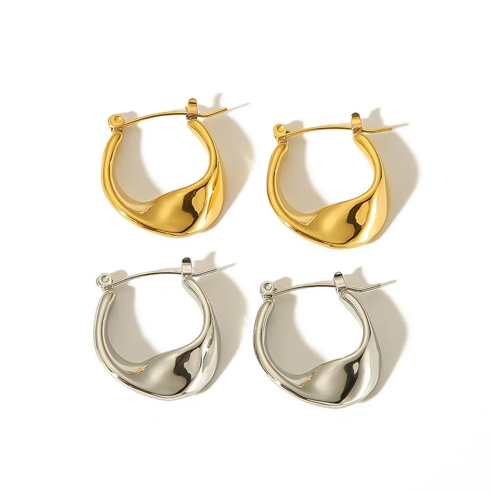 Nabest 18K Gold Plated Huggie Hoop Earrings Anti-Tarnish Stainless Steel Fashion Jewelry Chunky Twisted Women Earing