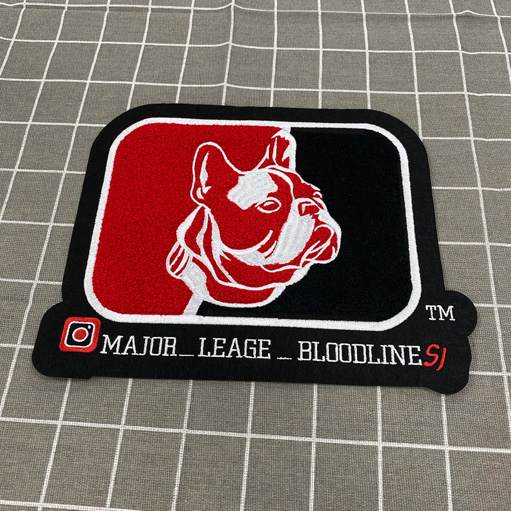 Wholesale Custom Big Embroidery Glitter Patch Large Iron on Preppy Animal Dog Chenille Patches