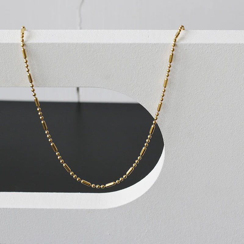 New Arrival Minimalist Women Jewelry Hypoallergenic 18K Gold Plated Stainless Steel Minimalist Beaded Necklaces