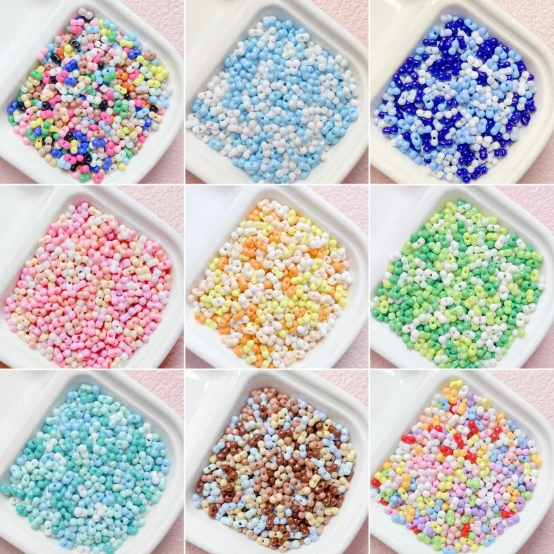 200pcs Multi-Colored 3x6mm Peanut Shape Glass Seed Beads for DIY Craft Projects Bracelets Necklace Jewelry Making
