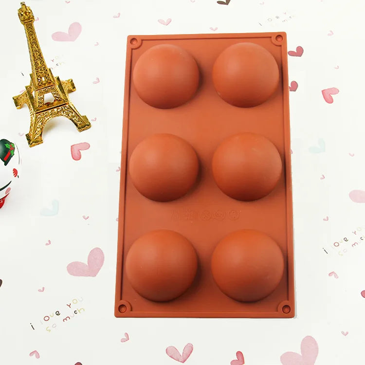 D-0006 DIY handmade chocolate bomb 6 cavity silicone semicircle circle molds chocolate bomb mold hot chocolate bombs