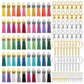 350pcs Handmade Rings Key Rings Clip Chains Screw Eye Pins Jump Rings Accessories Sets DIY Crafts Tassels Keychain Accessories
