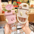 380ml/580ml Cute Rabbit Ear Eco-Friendly Contemporary Tumbler Adults Customized Color Portable Plastic Straw Metal Chain Strap