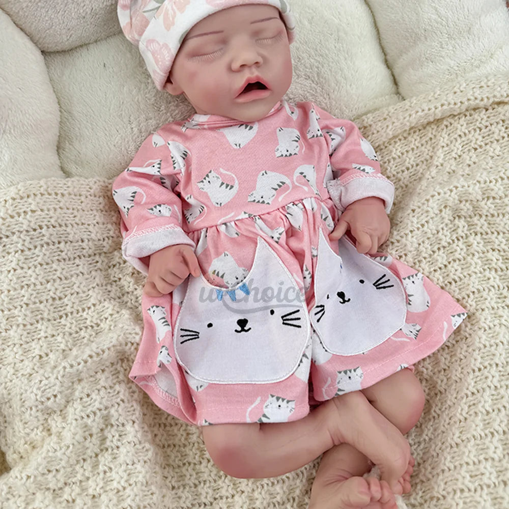 Realistic B Type Soft 18 Inch 45Cm Full Solid Silicone Sleepy Closed Eyes Reborn Baby Girl for Small Kids Toy Reborn Collector