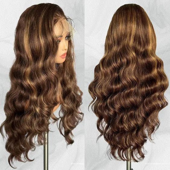 Transparent 13x4 Brazilian Human Hair Hd Lace Front Wigs Wholesale Virgin Hair Vendor Highlight Piano Color Wigs for Black Women