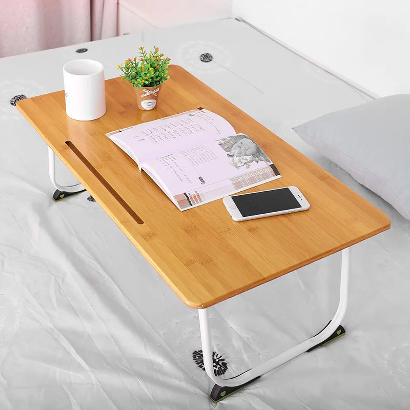 Bamboo Wood Folding Study Bed Desk Foldable Laptop Table De Lit Pliable Mesa Cama Portatil Para Laptop