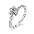 Fine Jewelry 1ct Vvs Moissanite Engagement Ring 925 Sterling Silver Moissanite Ring with Platinum Plated Bride Ring