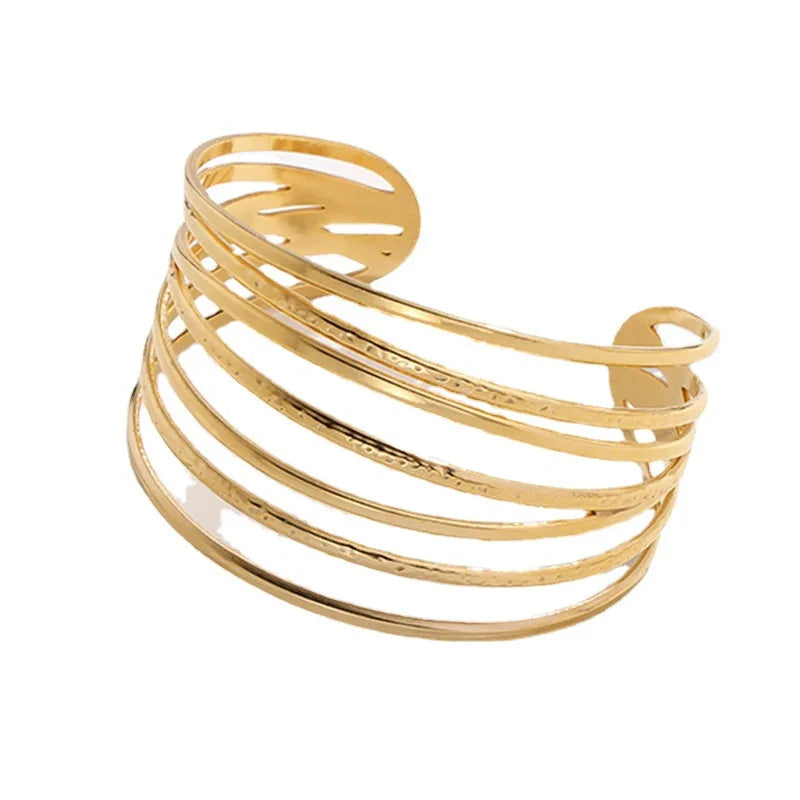 IrregularJewelry Opening Cuff Chunky Gold Bangle Multilayer Widen Geometric Leaf Snake Cuff Bracelets Bangles Women