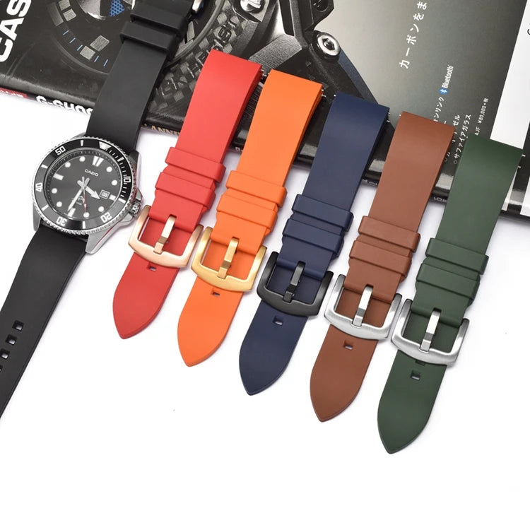 YUNSE FKM Rubber Waterproof Watchband 19mm 20mm 21mm 22mm 24mm With Quick Release Pin Fluorous Rubber Watch Straps 23mm