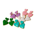 H011 Wholesale Pendientes De Acero Inoxidable PVD 18K Gold Plated Bijouterie Double Heart Shape Drop Enamel Earrings for Women