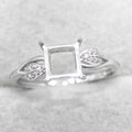 Sterling Silver 6*6mm Semi Mount Ring Square Shape Empty Frame Blank Claws Setting S925 Base Without Center Stone for Inlay DIY