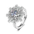 Luxury Silver Plated Wedding Ring For Women Moissanite Sunflower Ring 1 Carat Diamond Gold Classic Engagement Finger Ring