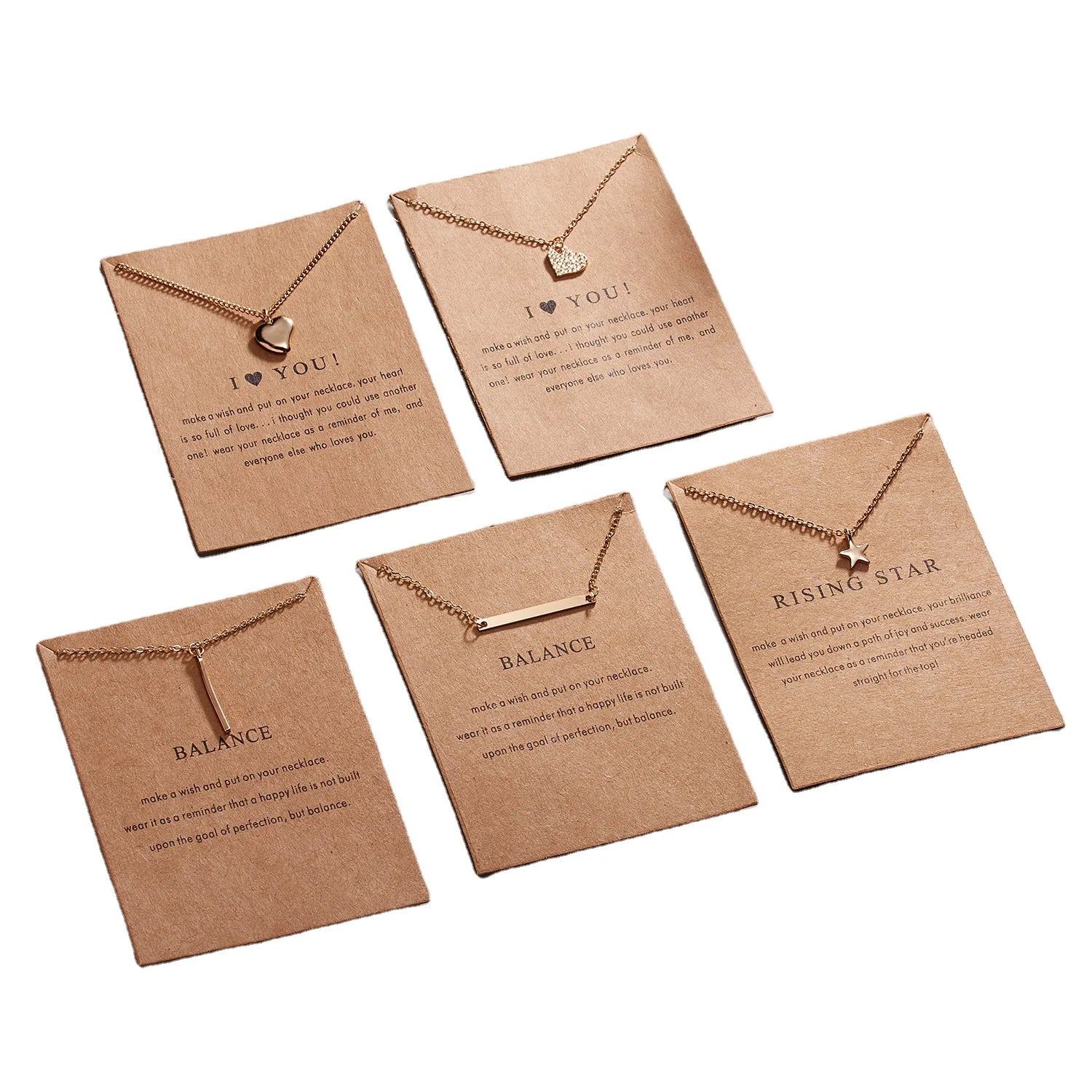 Hot Selling I Love You Paper Card Series Fashion Jewelry Necklaces With Love Alloy Collarbone Chains Wholesale