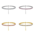 14K Gold Plated Adjustable Tennis Bracelet - 925 Sterling Silver 4.0mm Colorful CZ Hypoallergenic Dainty Chain Jewelry Gift