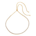 J&D 18K PVD Gold Stainless Steel Elegant Chic Jewelry Adjustable Length Tennis Necklace