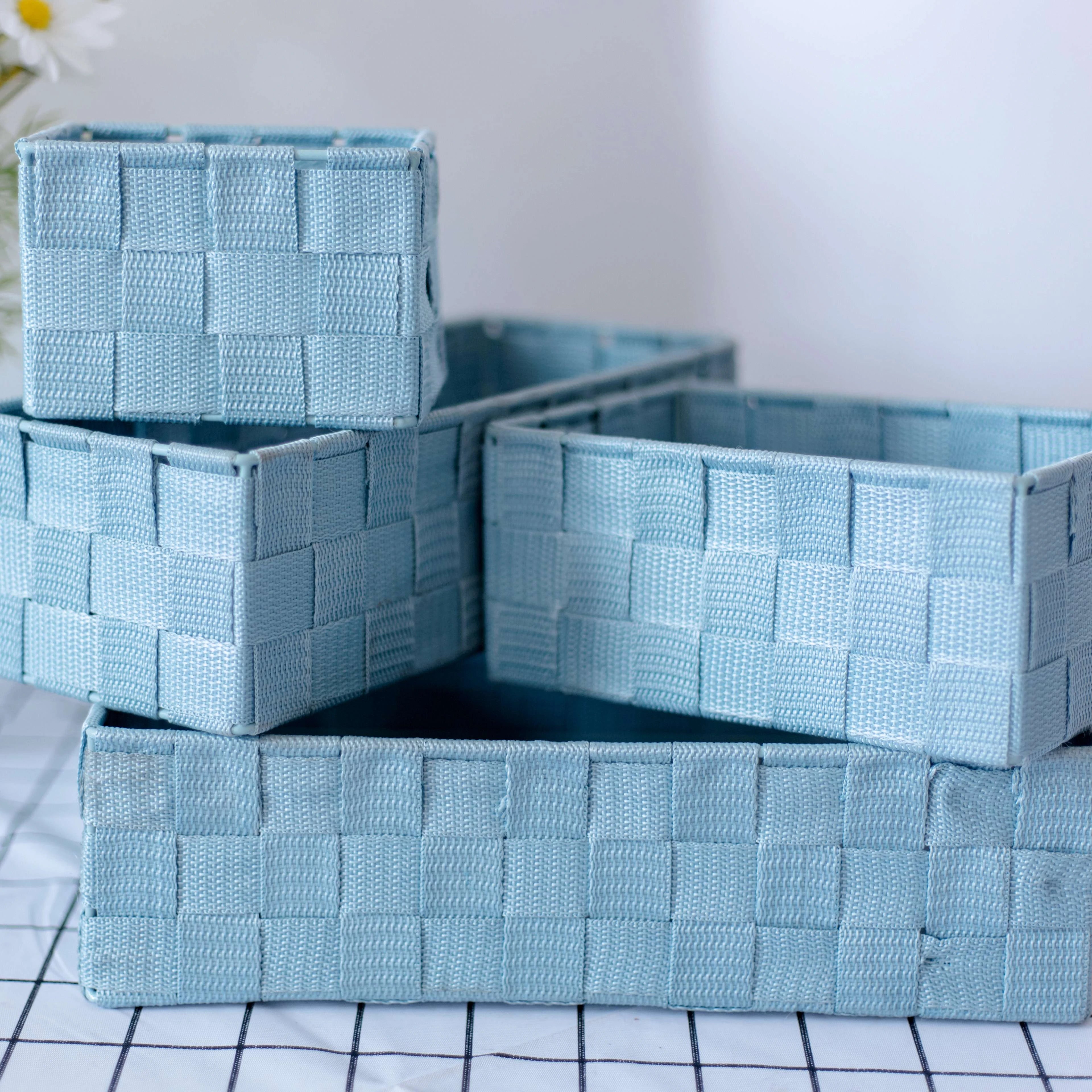 Home & Office Storage Nylon Woven Basket Set of Four Eco-Friendly File Organizer