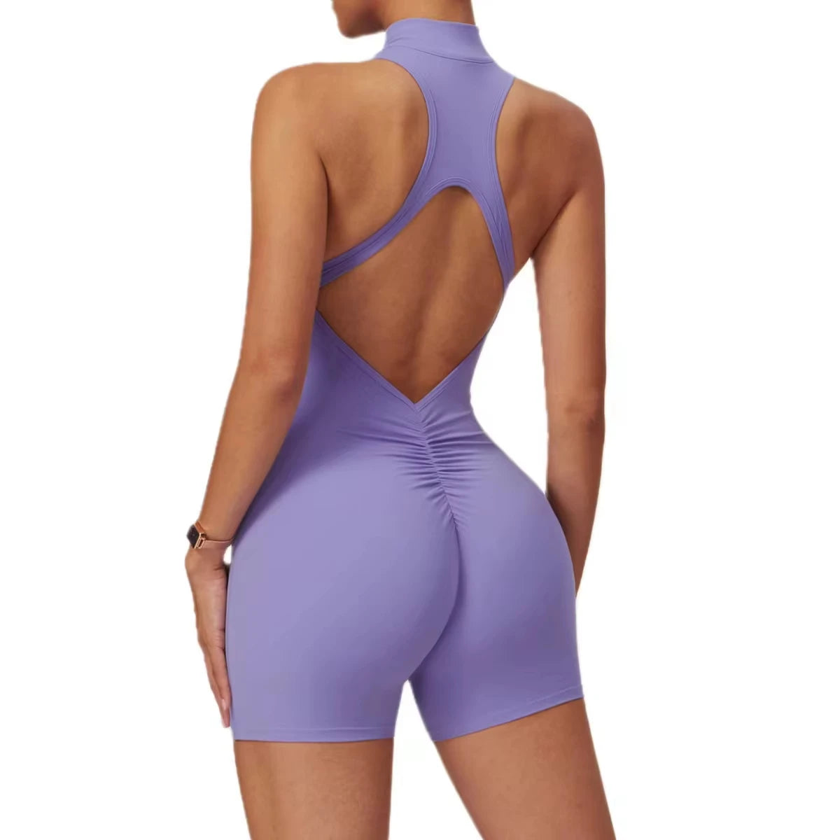 Lavender Summer Female Yoga Women's Sports Gym Scrub Jumpsuit Elegant Mujer One Piece Shapewear Bodysuit Romper Jumpsuit