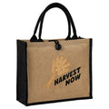 Natural Burlap Custom Logo Printed Tote Bags Reusable Jute Shoulder Bag Shopping With Zipper Button Closure