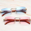 Vintage Leopard Rectangle Rimless Sun Glasses Sun Luxury Frame Women Men Retro Sunglasses Diamond Sunglass