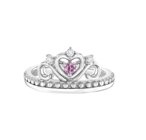 Princess Pink CZ Heart Girls 925 Sterling Silver Ring