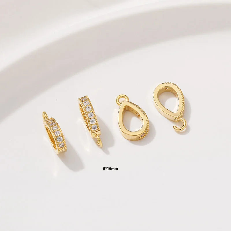 18K Gold Plated Brass DIY Jewelry Findings Hinged Interchangeable Charm Pendant with Bail Zircon Clasp for Jewelry Making