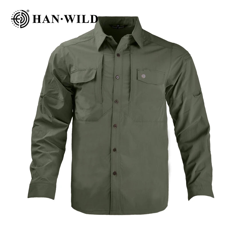 HAN WILD Outdoor Quick Dry Shirt Tactical Long Sleeved T-shirt Autumn Lightweight Shirt