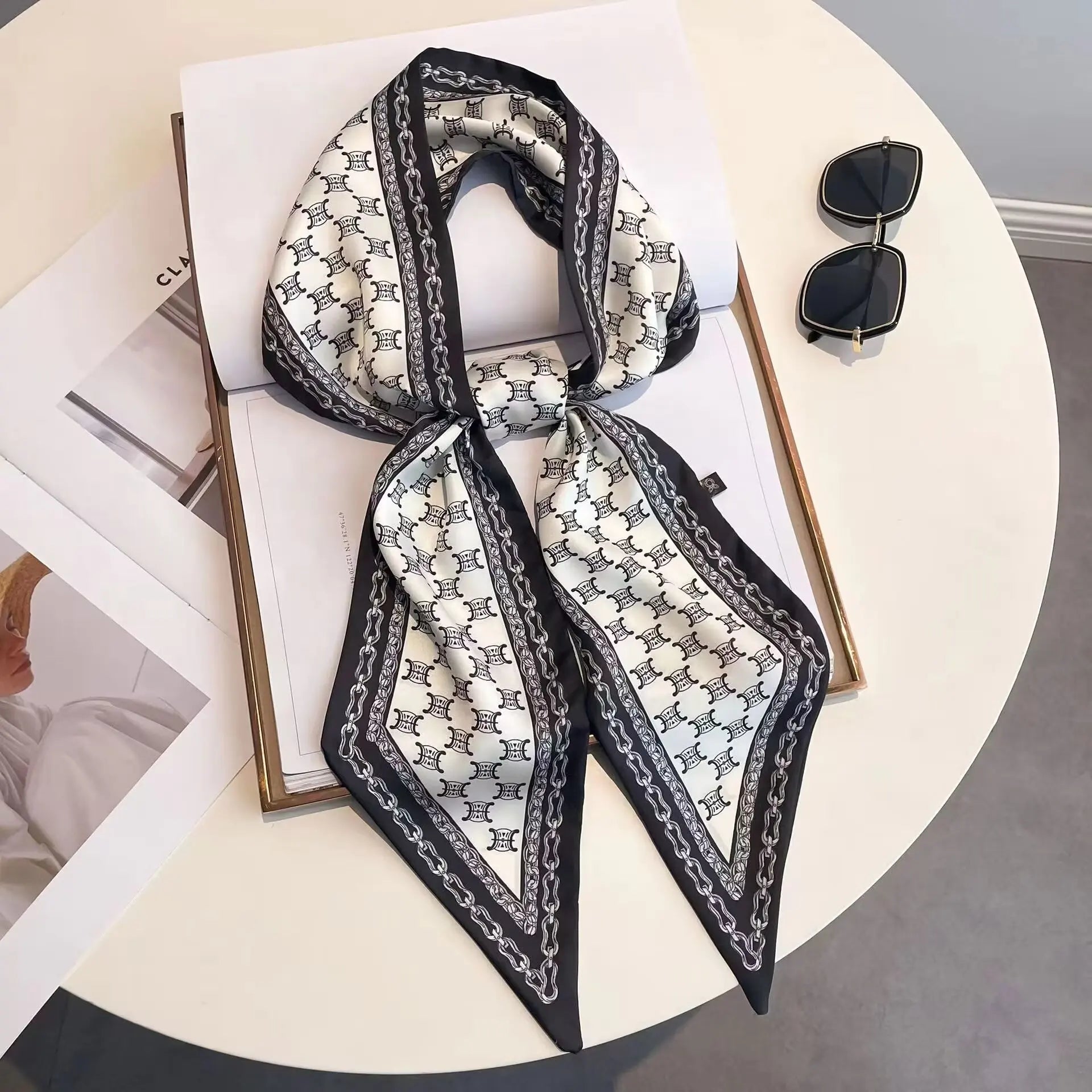 Luxury Fruit Print Narrow Long Scarf Women Shawls Wraps Fashion Office Hair Neck Hijabs Foulard Scarves