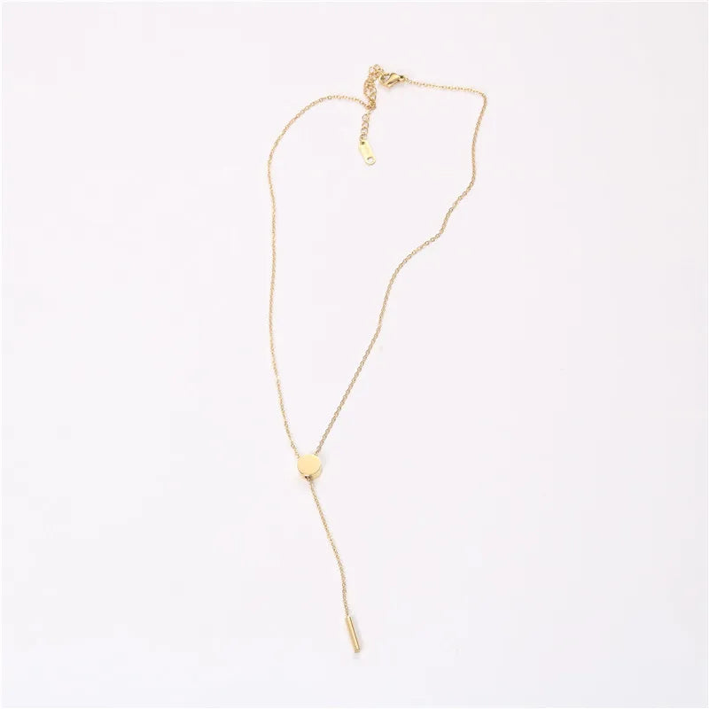 Minimalist Stainless Steel Hot Selling Women Adjustable Lariat Bar Necklace