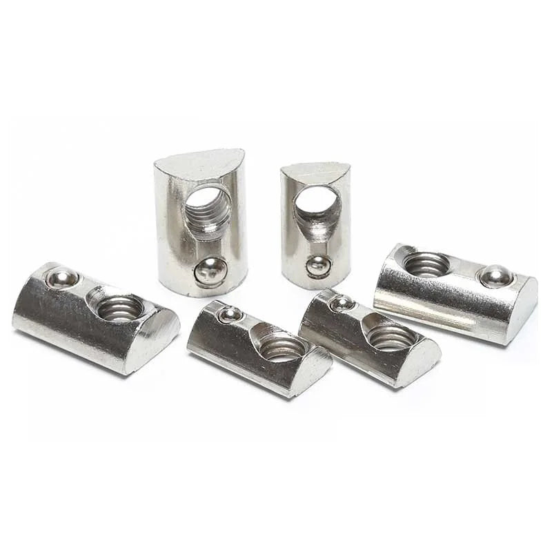 Self Aligning Roll-In T-nuts with Spring Ball M6 and M8 for 20 30 40 45 Series Aluminum Tee Nut