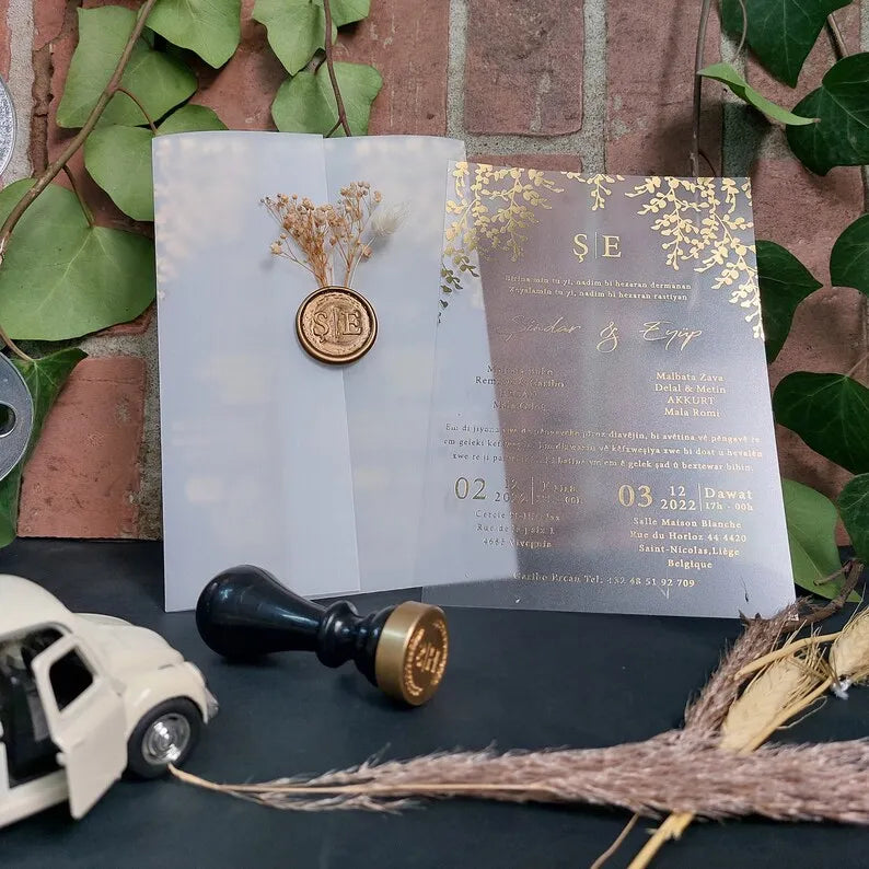 Luxury Elegant 16 Years Birthday Quinceanera Vellum Paper Wedding Invitation Card With Wax Seal Faire Part Mariage