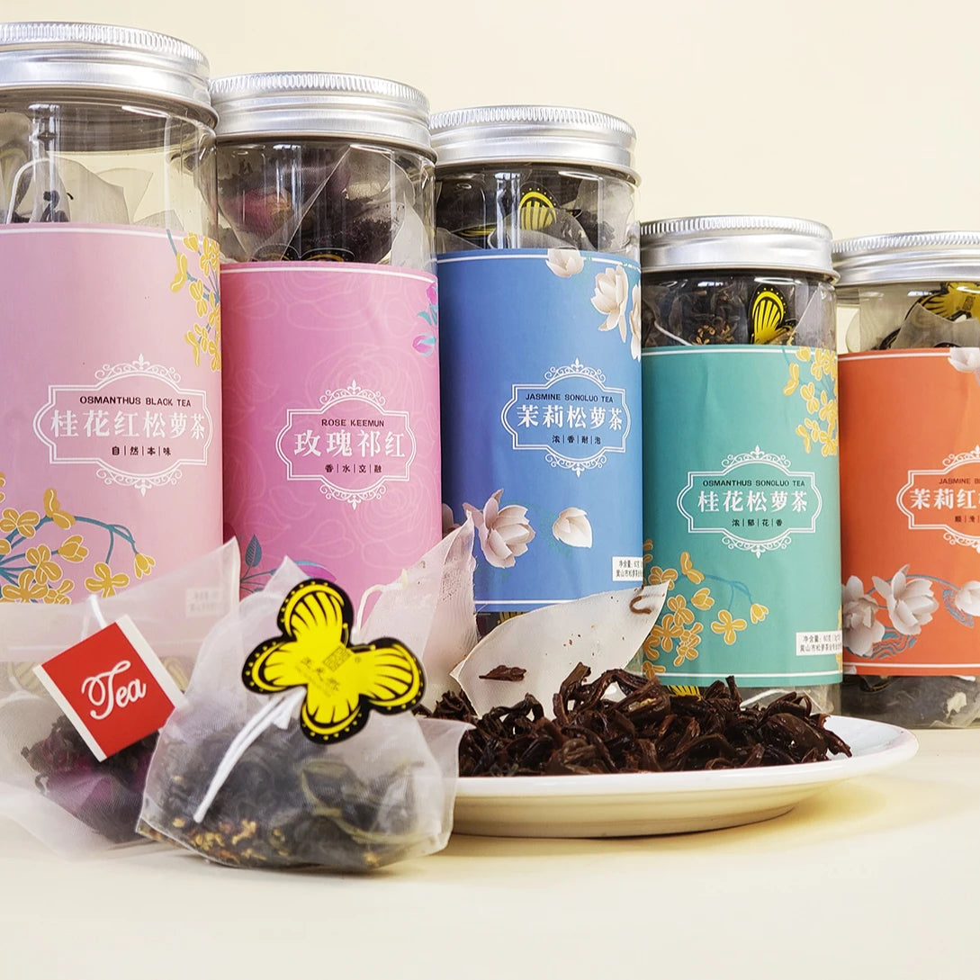 Private Label Free Sample Osmanthus Songluo Black Tea Pyramid Tea Bag for Healthy Benefits