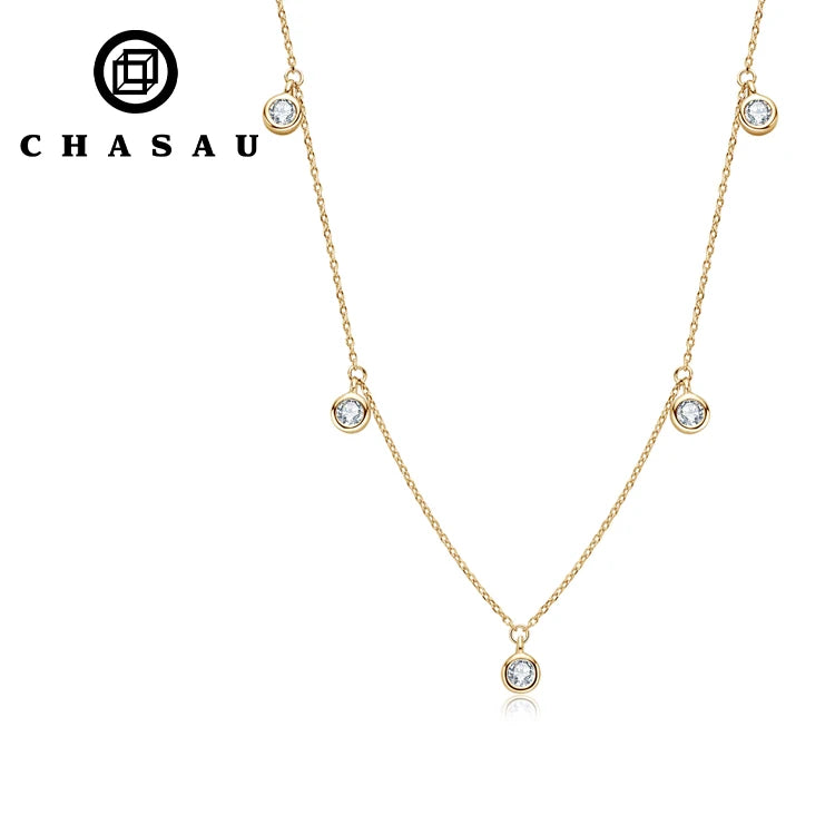Best Selling 0.3ct 0.3 Carat 4mm Sterling Silver 925 D Color Round Cut Moissanite Necklace Charm Choker for Women