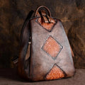 Andong Backpack for Women Girls Genuine Cow Leather Retro Travel Fashion High Capacity Backpacks Flower Shoulder Bag Outdoor