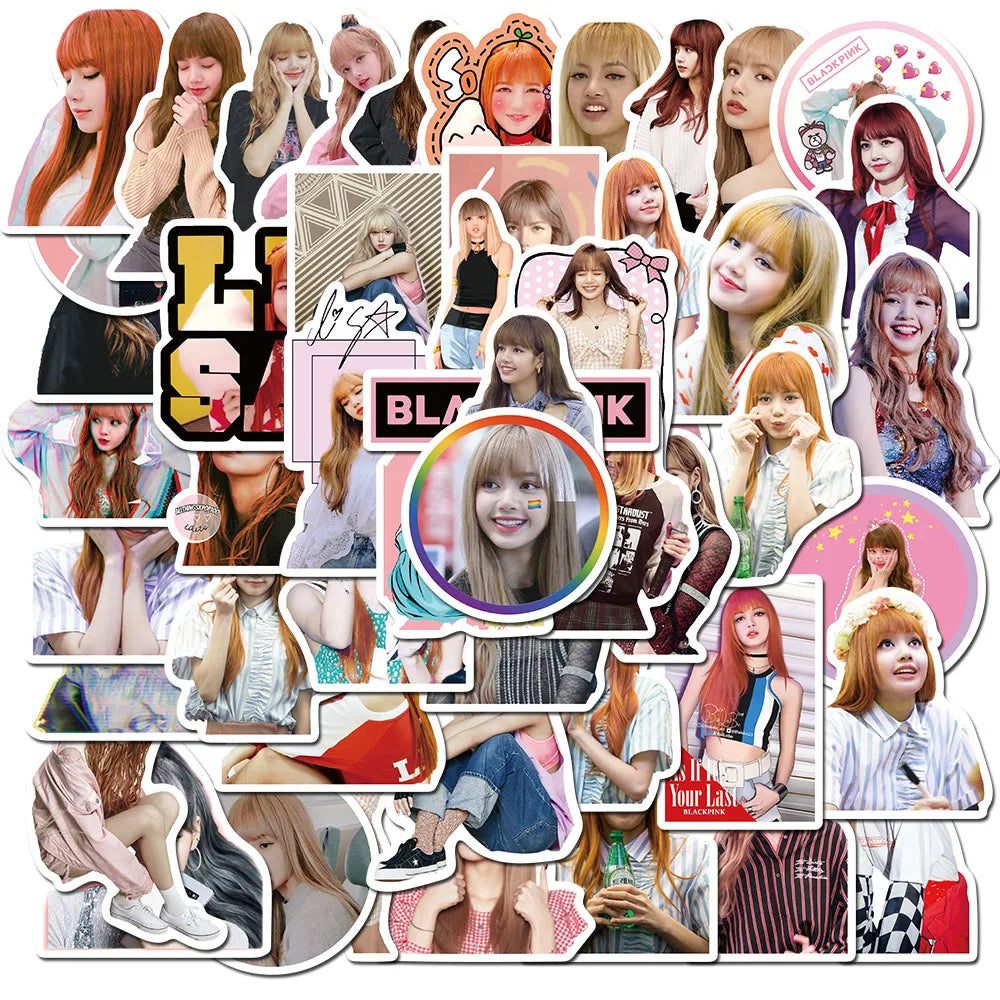 50Pcs Thailand Singer Lisa Graffiti Stickers Decorative Label for Luggage Laptop Guitar Cup Skateboard Vinyl Waterproof Sticker