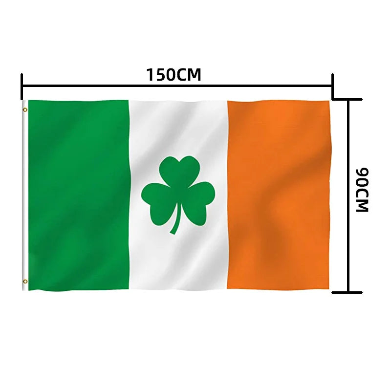 Haiwin Party 3x5 Foot Saint Patrick's Day Clover Irish Flags Ireland Shamrock Flag Banner for Holiday